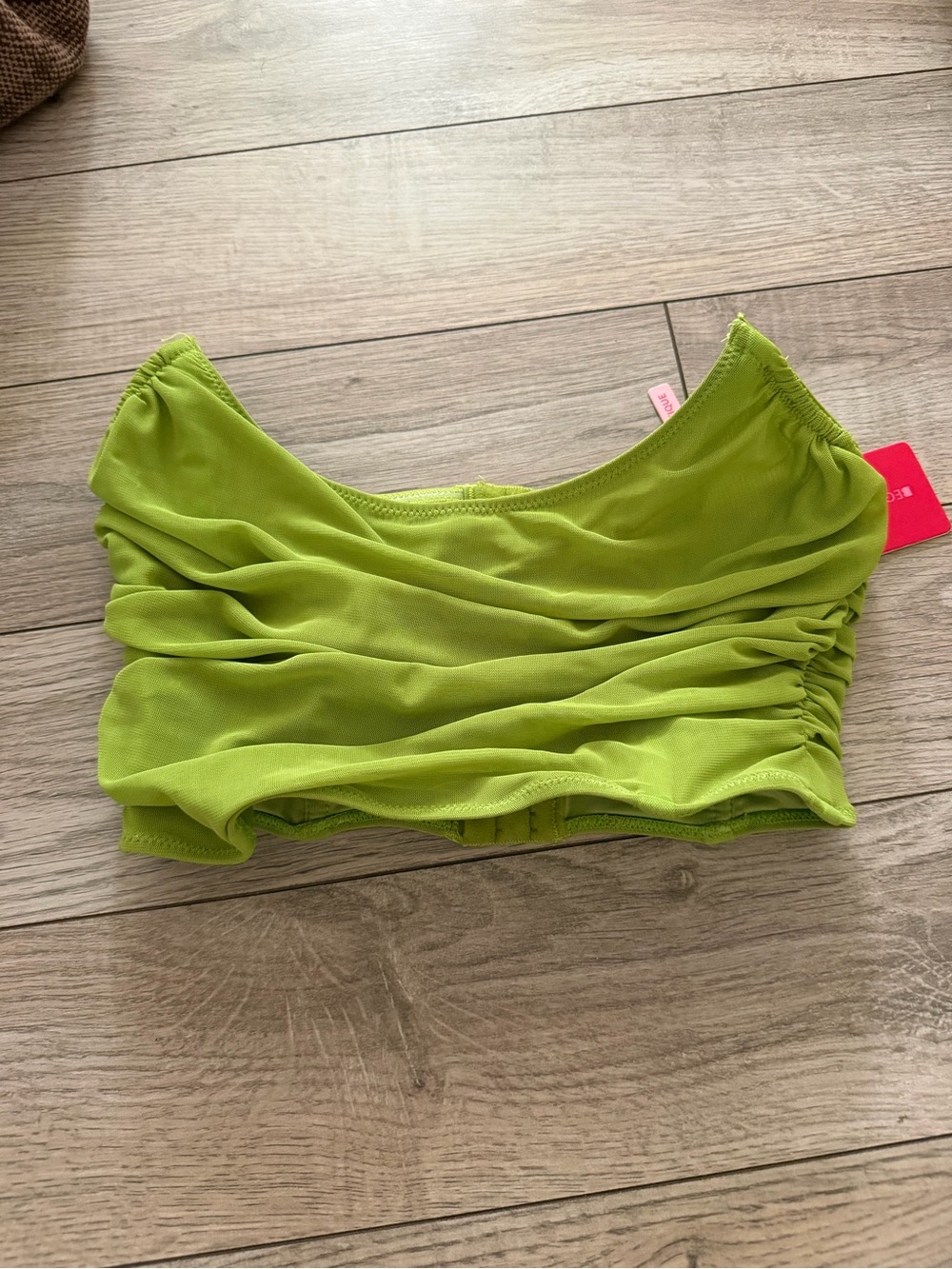 Beginning Boutique Lime Ruched  Crop Top